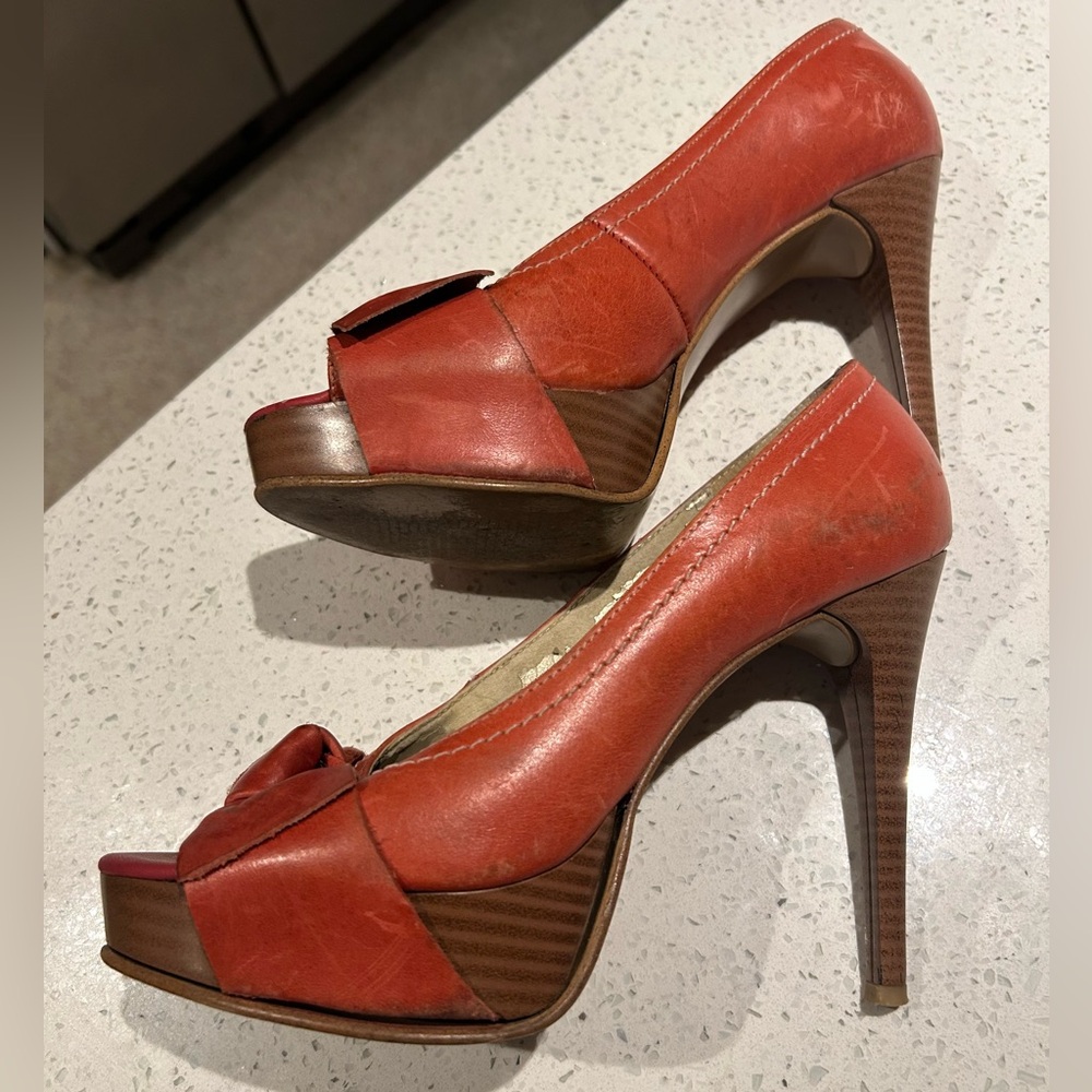 Gabriella Rocha Red Leather High Heels - Picture 5 of 9